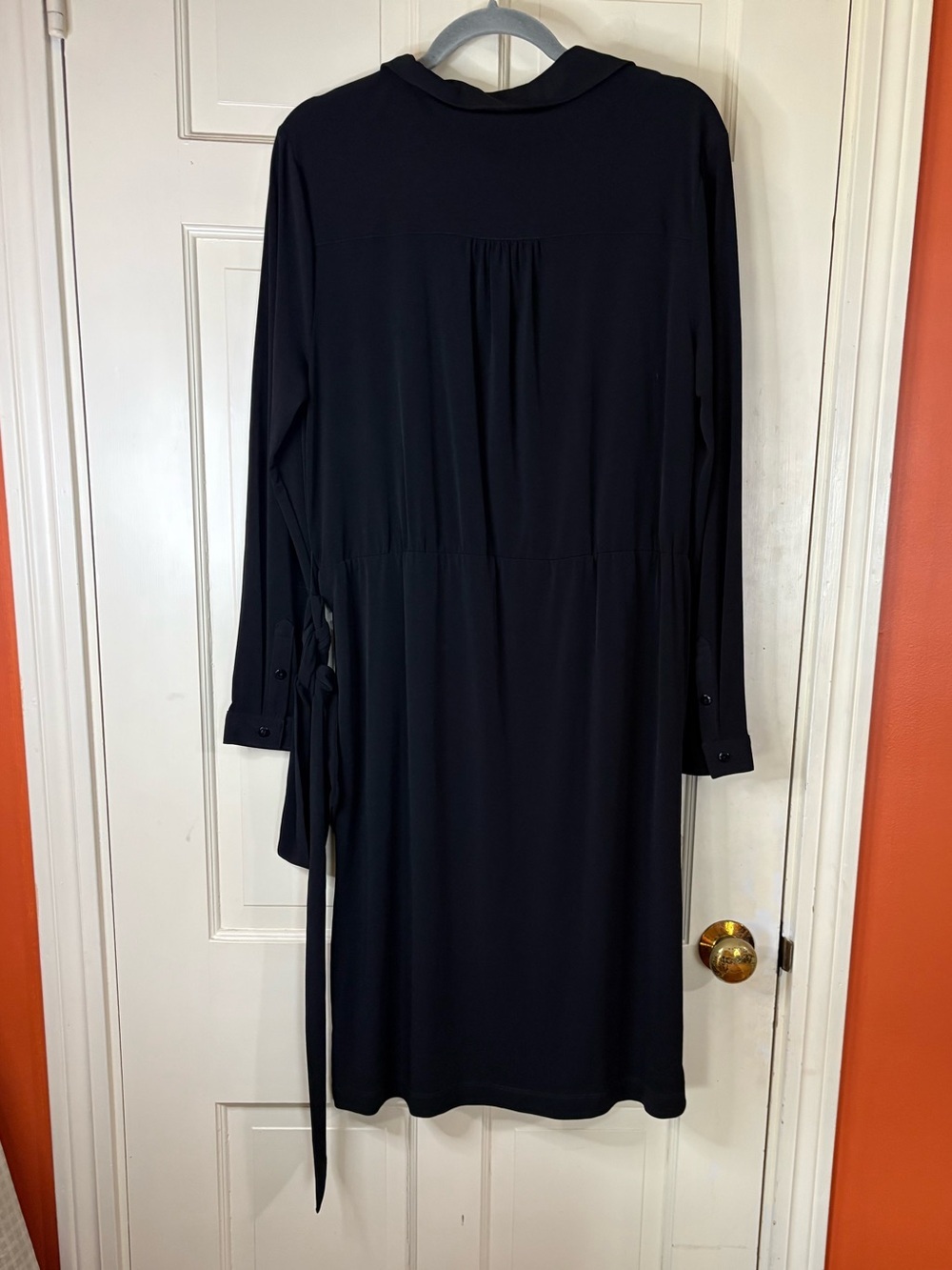 Planet Dress  10 US 14 UK Black Wrap Midi Long Sleeve Belted Office Chic New - Picture 9 of 12